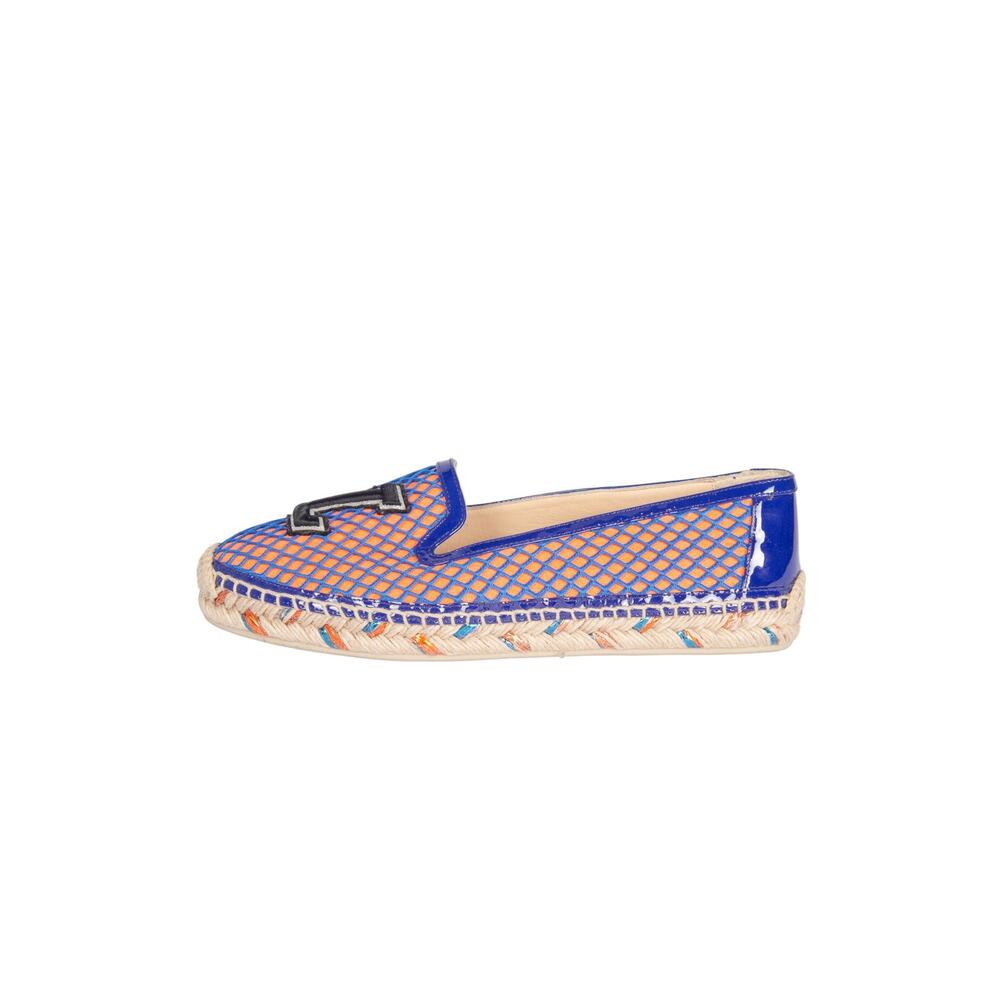 Christian Louboutin Blue and Orange Mesh Espadrille Flat